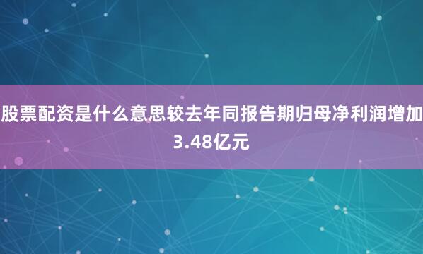 股票配资是什么意思较去年同报告期归母净利润增加3.48亿元